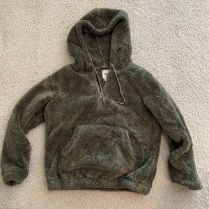 New billabong women’s fuzzy green pullover hoodie